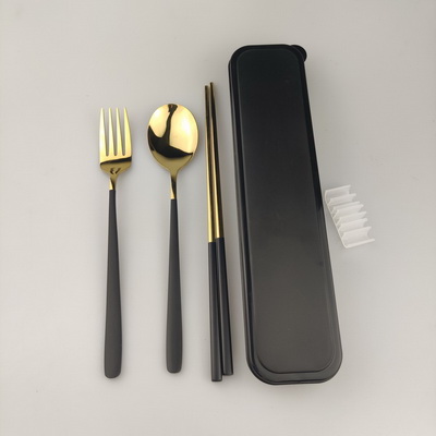 Korea spoon fork chopsticks set with plastic box packing