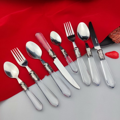 2217 plastic handle cutlery set high quality mirror polish flatware 