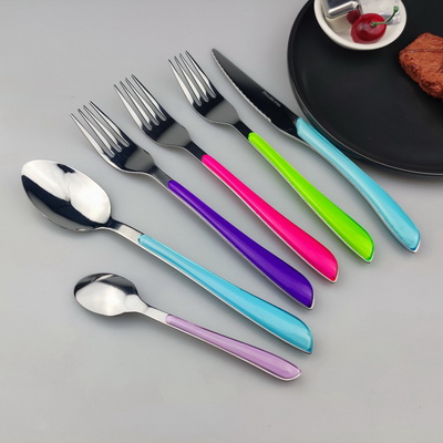 2164 plastic handle cutlery set high quality mirror polish flatware set