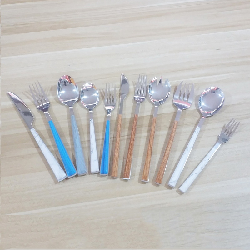 2217 plastic handle cutlery set high quality mirror polish flatware  - 副本