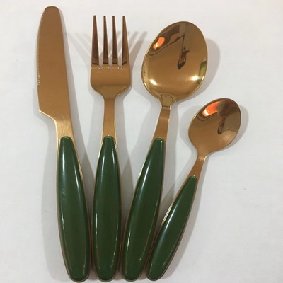 2172 plastic handle cutlery set high quality mirror polish flatware set 