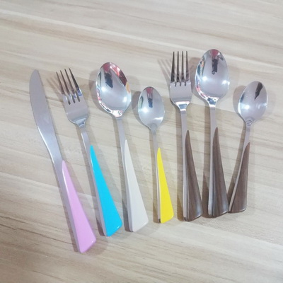 2174 plastic handle cutlery set high quality mirror polish flatware set  - 副本